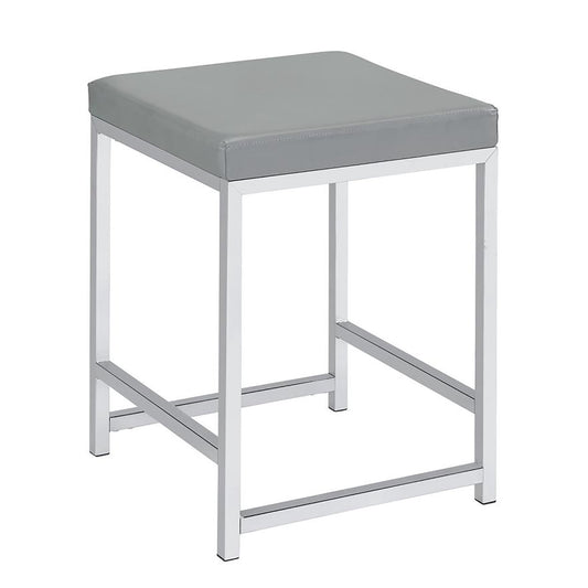 Upholstered Square Vanity Stool With Base Furniture For Bedroom - Light Gray
