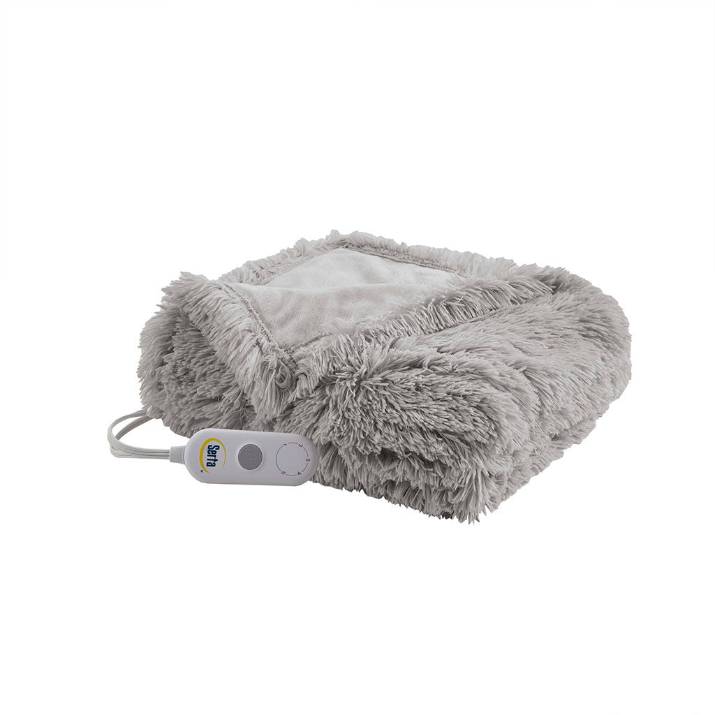Malea - Shaggy Heated Throw - Gray