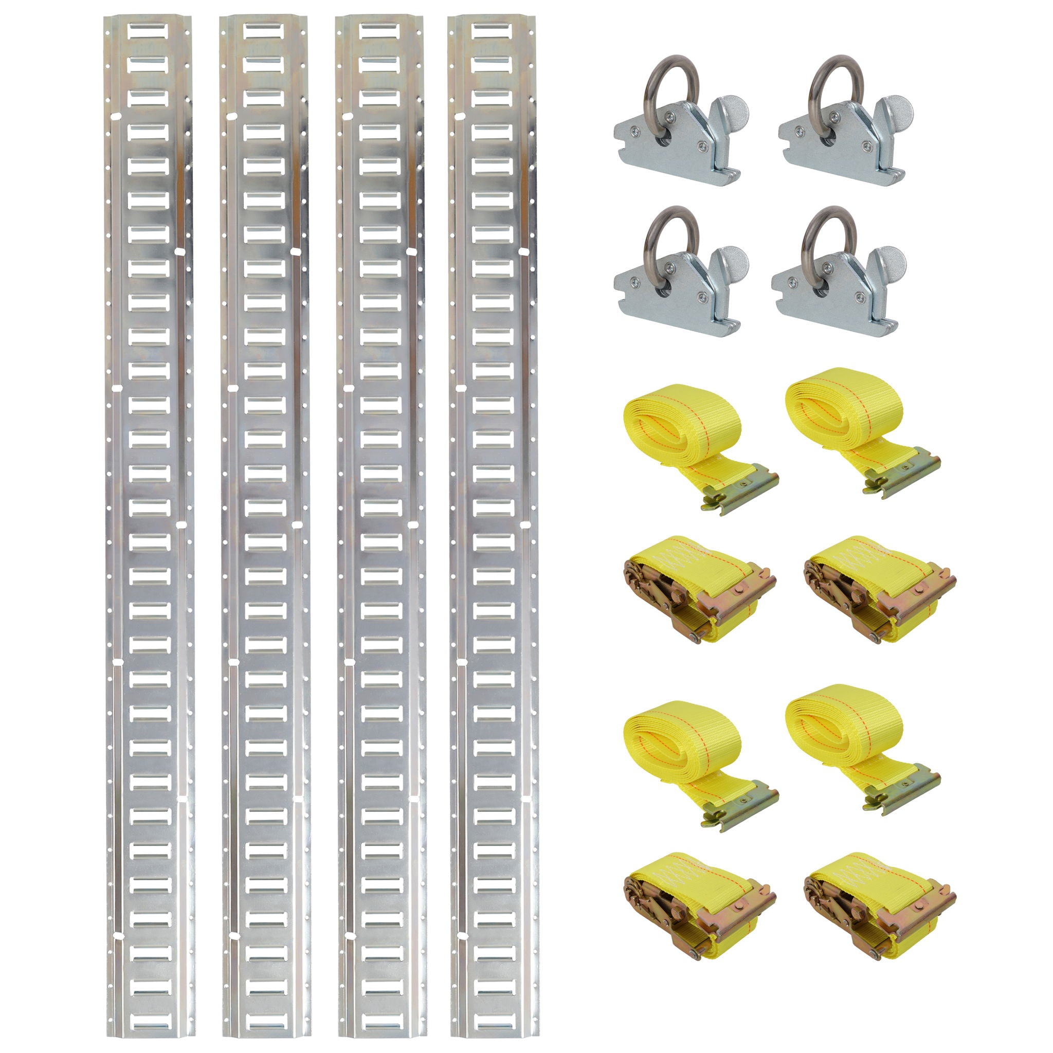 Universal E Track Tie-Down Rail Kit For Trucks, Vans, Garages - Silver