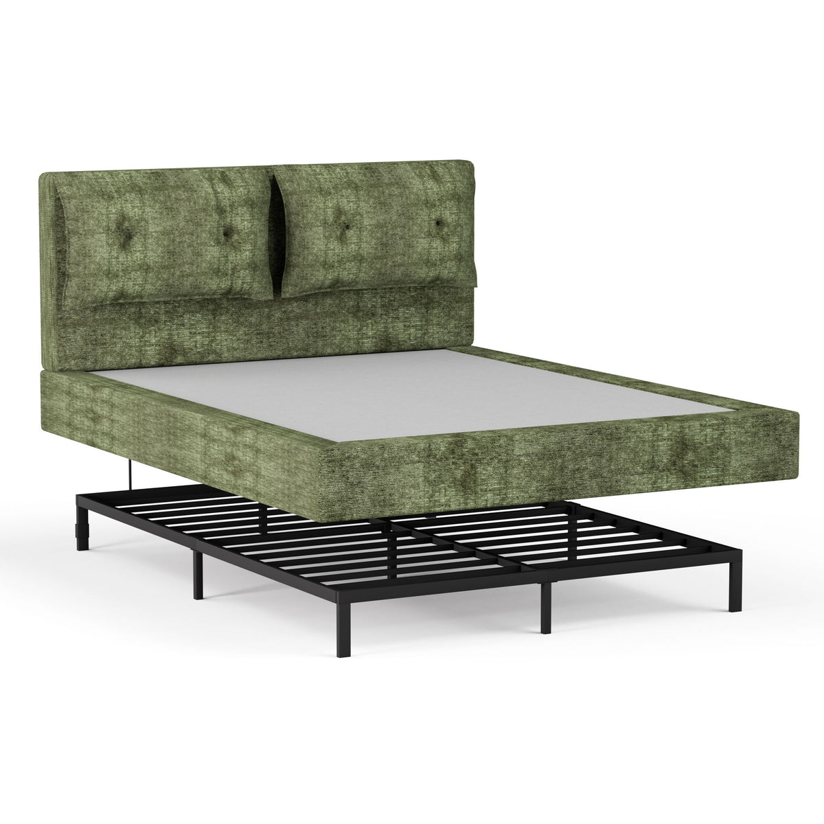 Airframe - Upholstered Bed Frame With Double Layered Upholstered Headboard