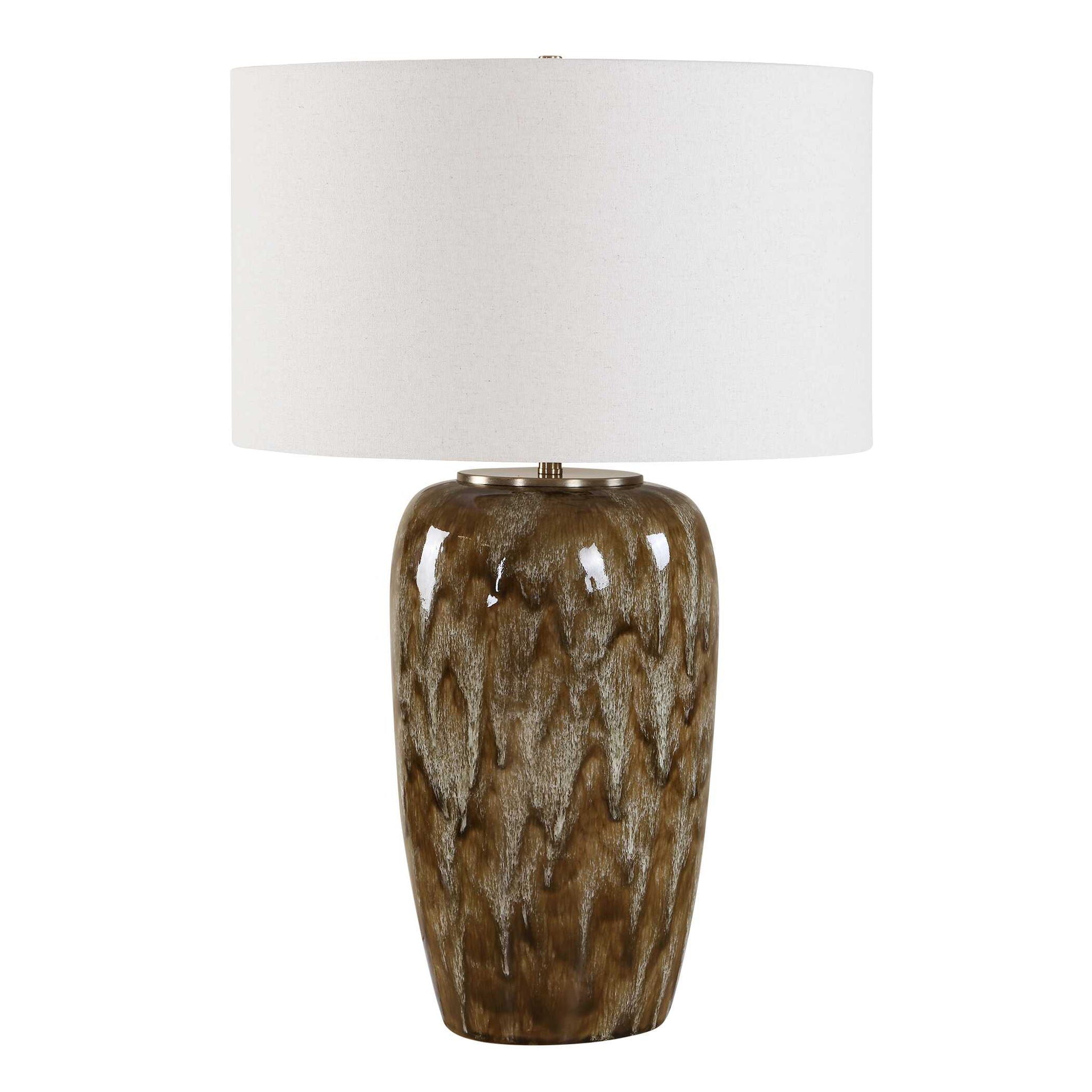 Torrence - Glazed Table Lamp - Brown / White