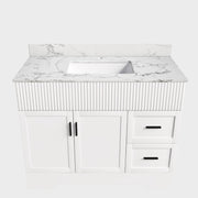 Bathroom Vanity Set, Fluted Cabinet, Soft Close Doors & Drawers, Sink Included - White