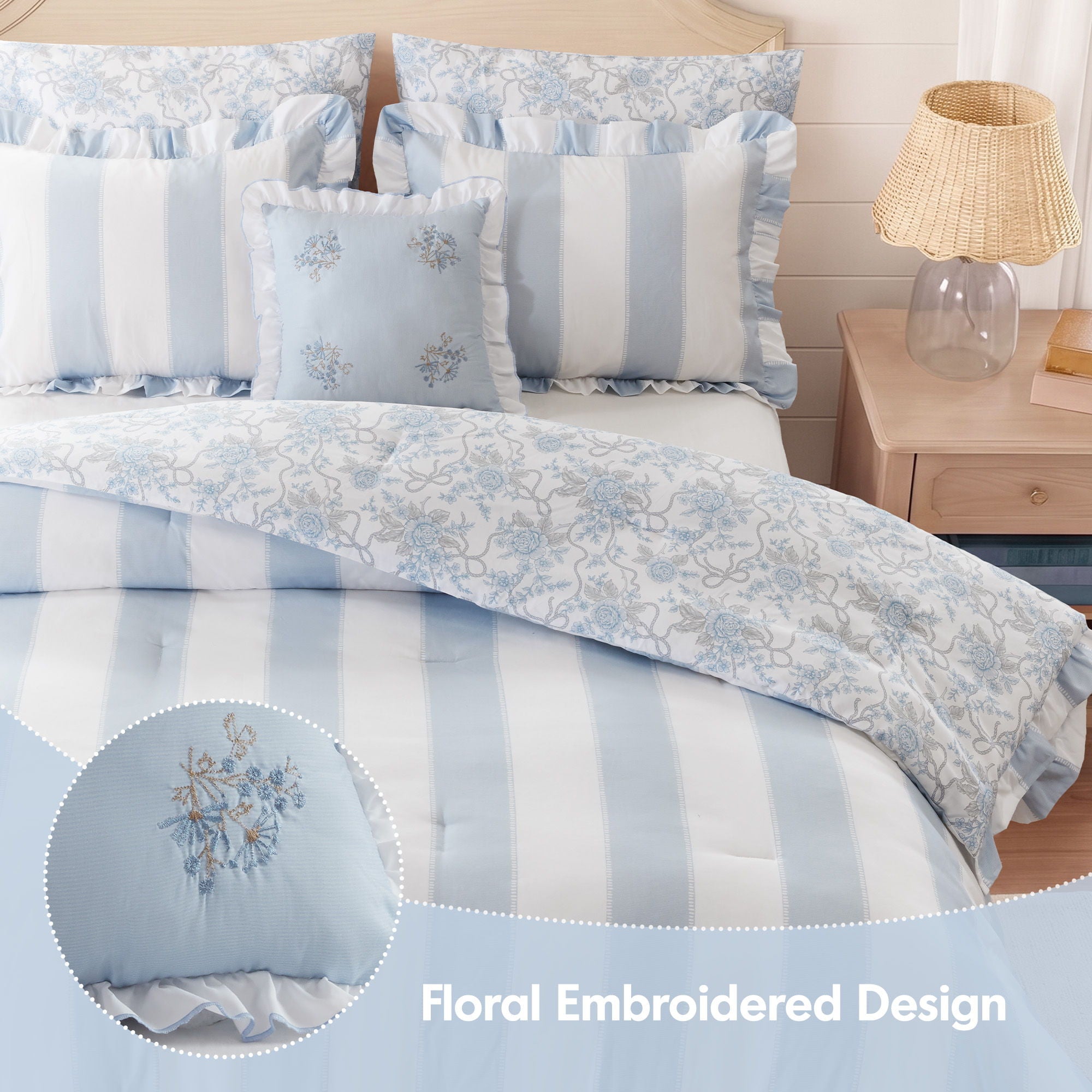 Lara - Queen Comforter Set - Blue