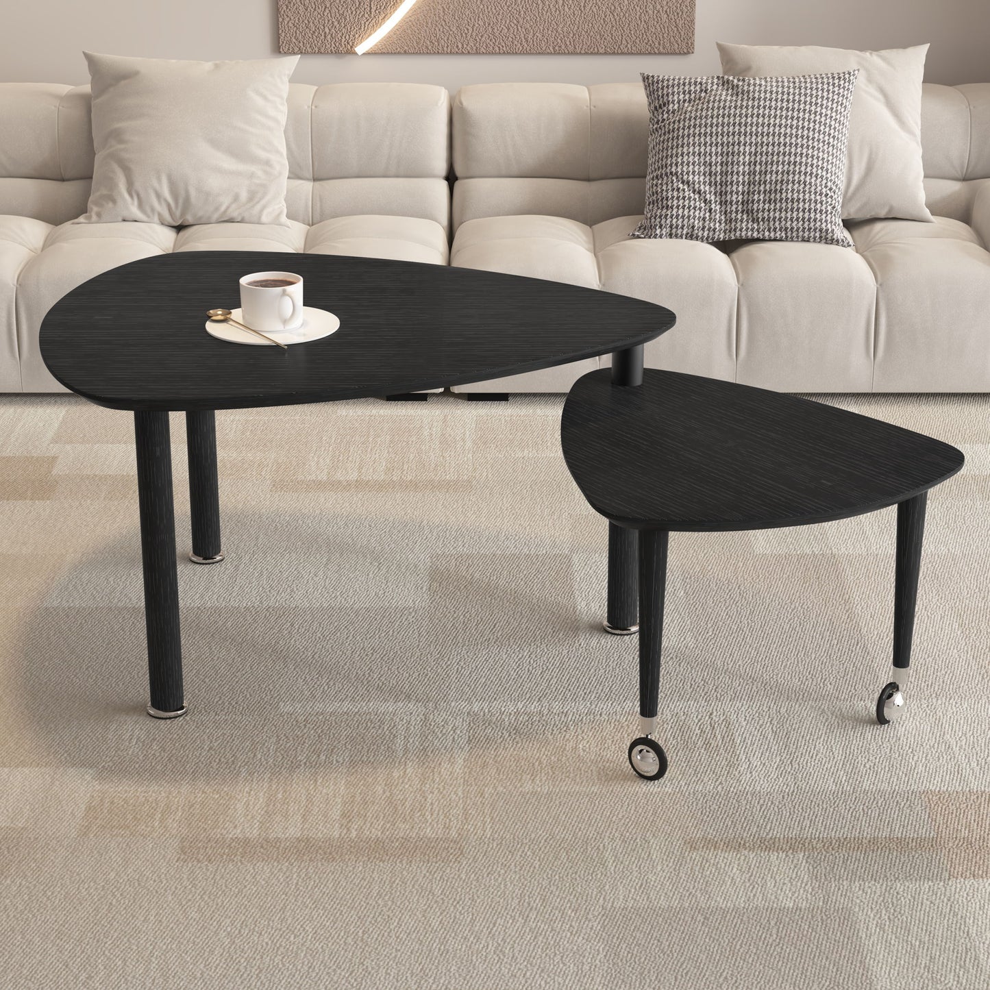 360 Degree Rotatable Coffee Table With Solid Legs
