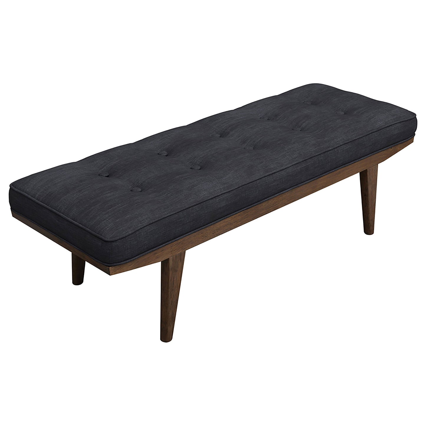 Tufted Bench: Seat With Button Tufting - Gray