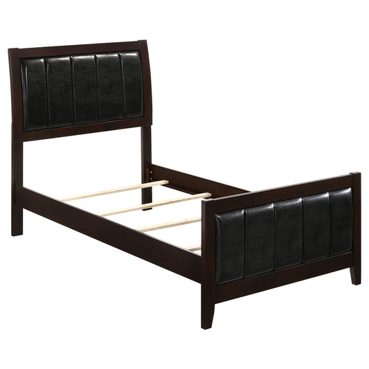 Twin Panel Bed With Headboard And Tapered Legs - Brown