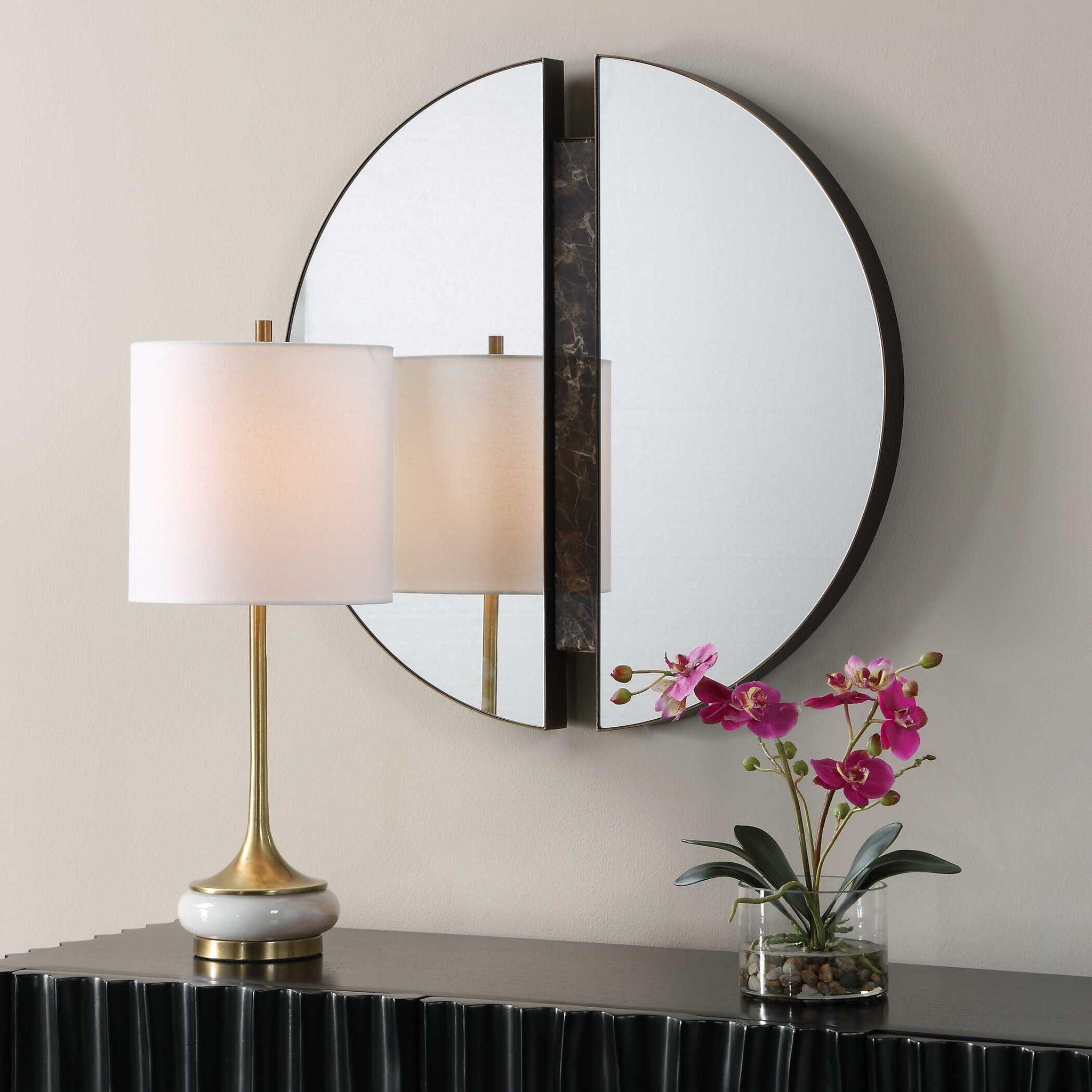 Hanover - Divided Round Mirror - Bronze / Brown