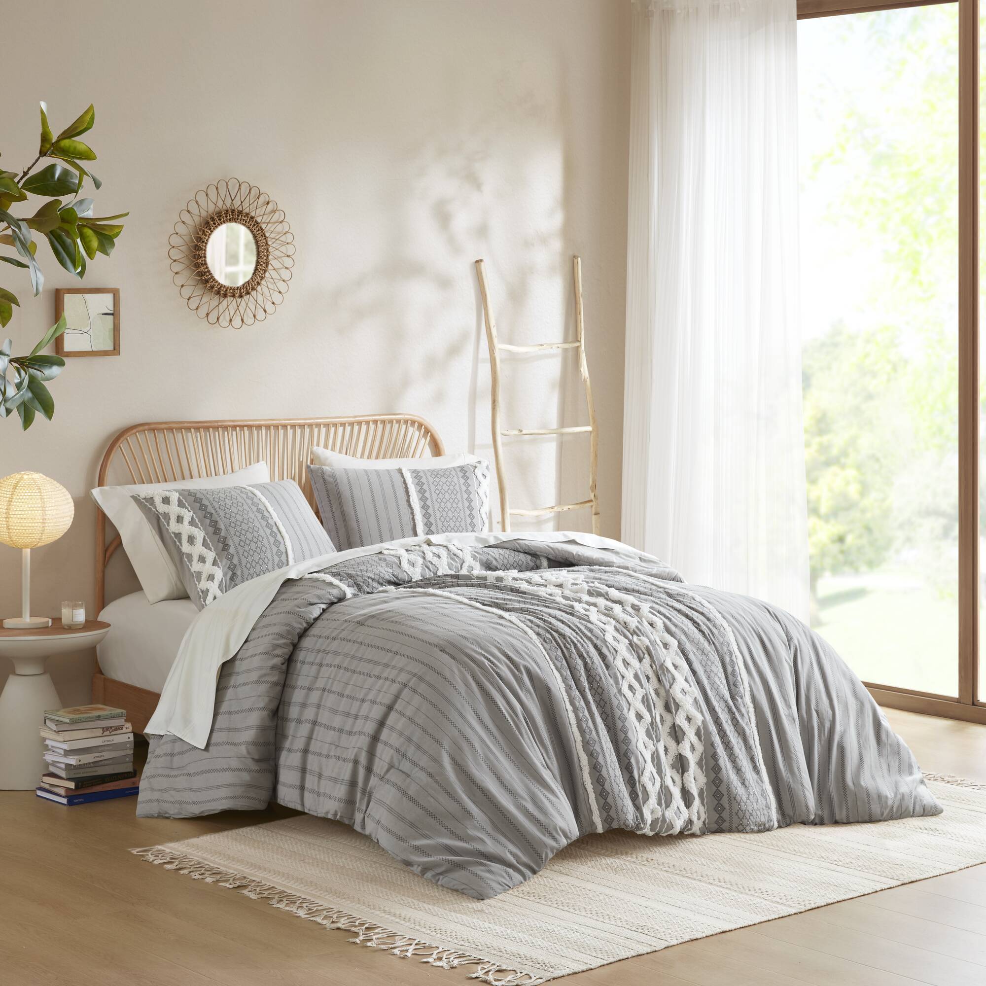 Imani - Printed Comforter Set With - Gray