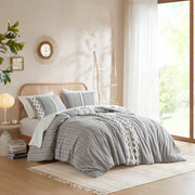 Imani - King Printed Comforter Set With - Gray