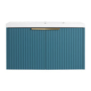 Contemporary Wall Mounted Bathroom Vanity With Resin Double Sink
