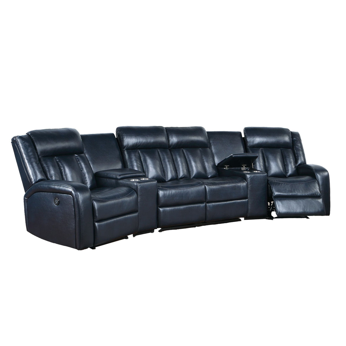 Reclining Sectional Sofa Set With Console Cup Holders USB Ports And Track Arms