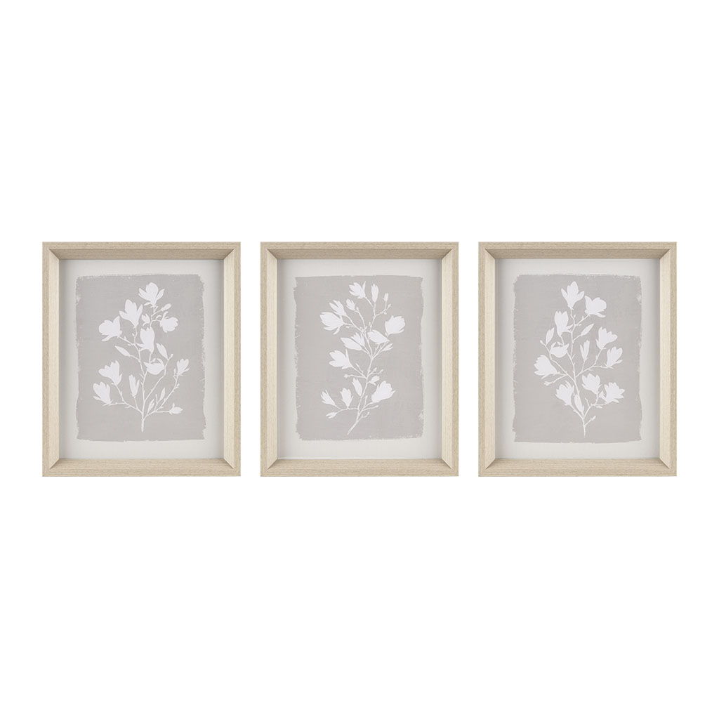 Fair Florets - Printed Framed Graphic (Set of 3) - Beige