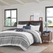 Mila - King 3 Piece Comforter Set With Tufting - Gray