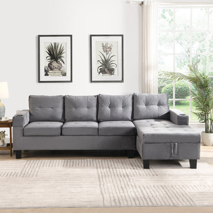 Modern Sectional Sofa Set With L Shape Chaise Lounge And Storage