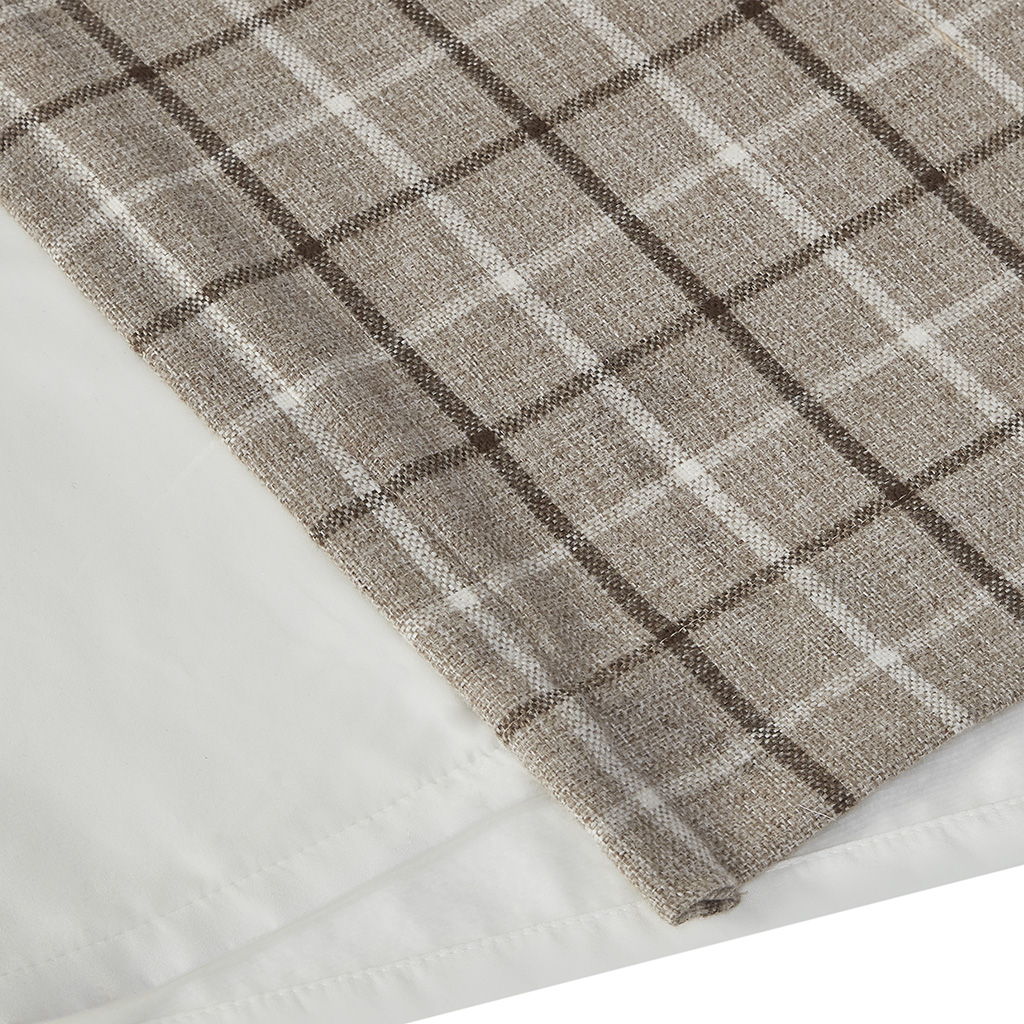 Anaheim - 50x108" Plaid Rod Pocket And Back Tab Curtain Panel With Fleece Lining - Brown