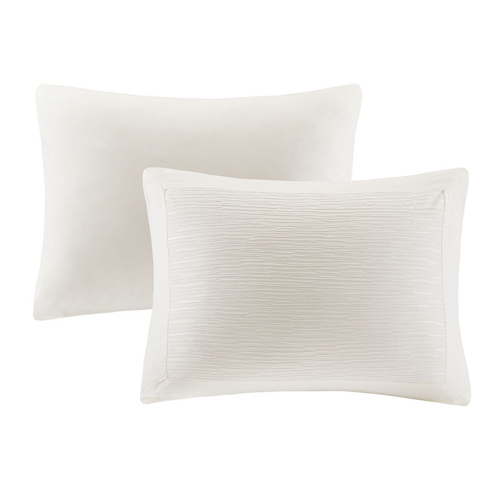 Hanae - King Blend Yarn Dyed 3 Piece Duvet Cover Set - White