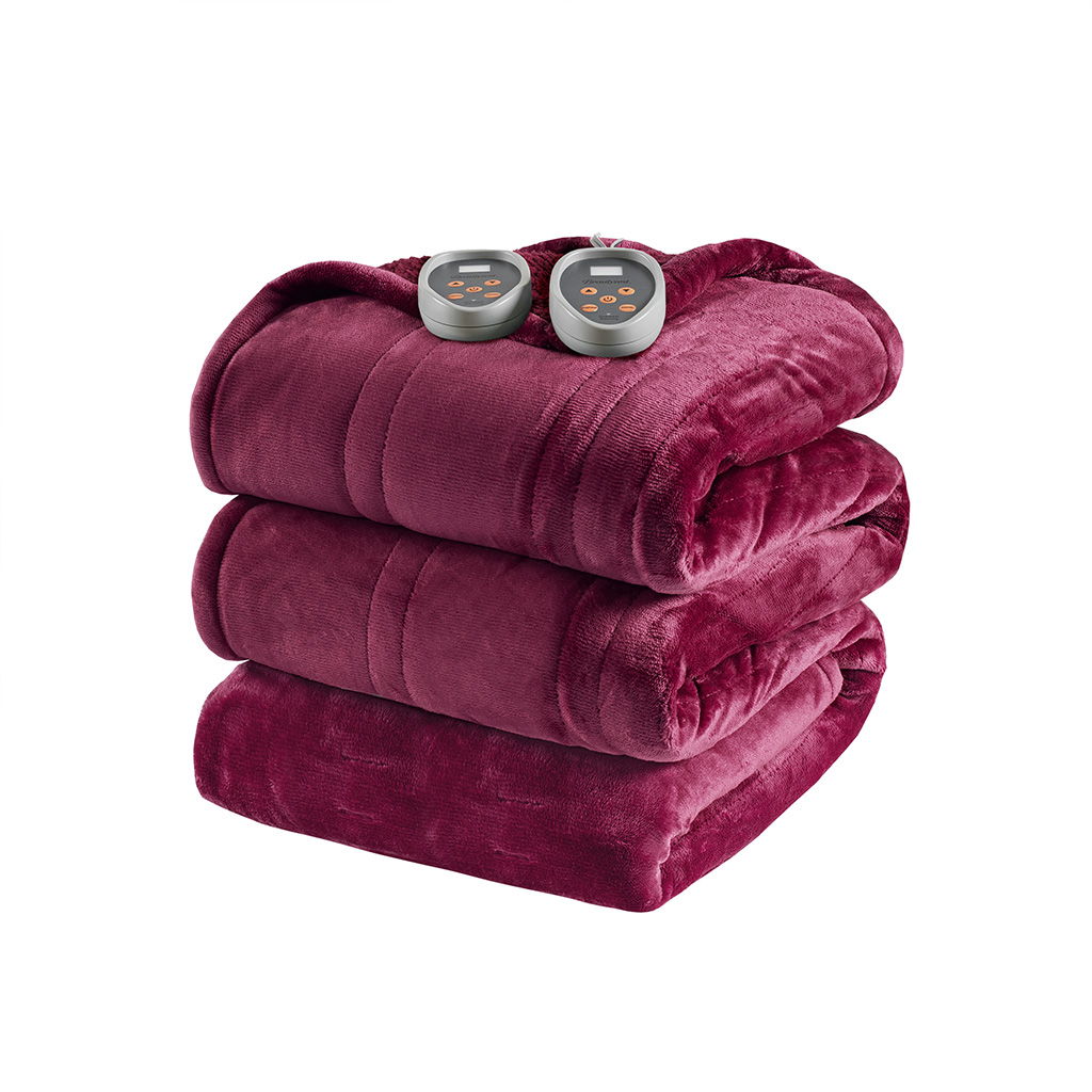 Heated Microlight to Berber - Blanket - Red