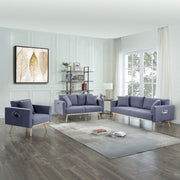 Easton - Fabric Living Room Set With USB Charging Ports Pockets And Pillows (Set of 2)