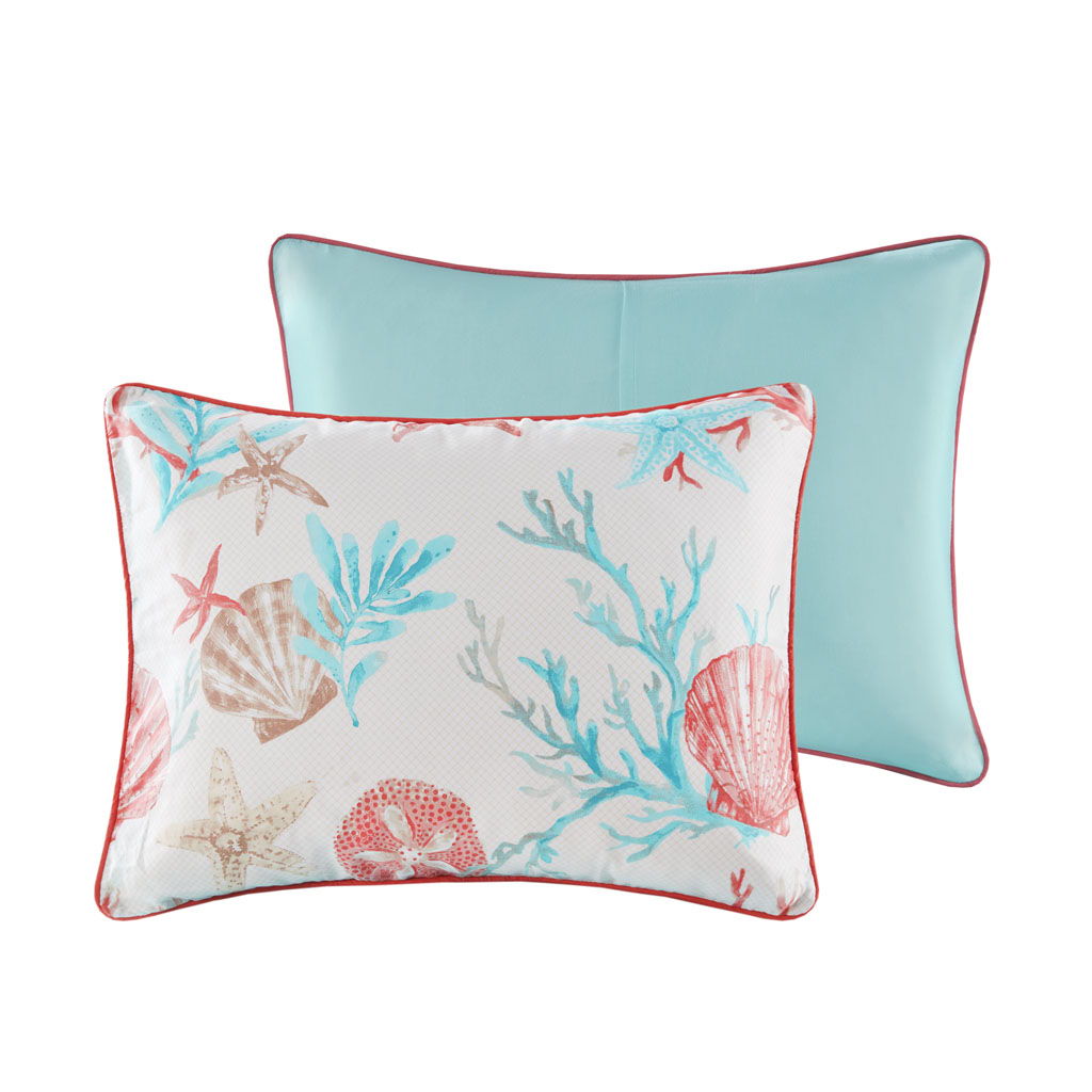 Pebble Beach - King 6 Piece Duvet Cover Set - Coral