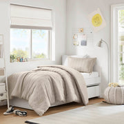 Logan - Twin/Twin Long Striped Duvet Set - Neutral