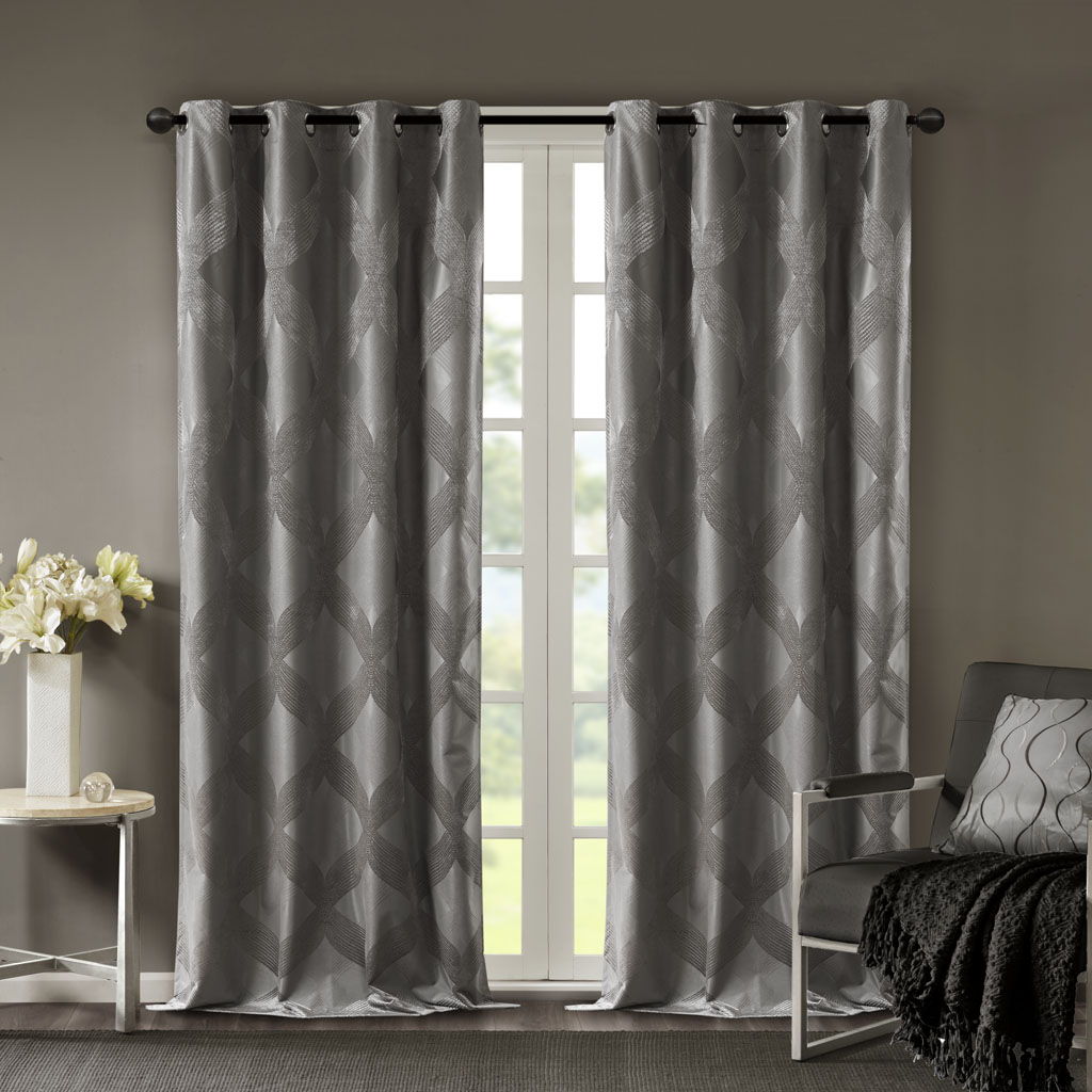 Bentley - Ogee Knitted Total Blackout Panel - Charcoal