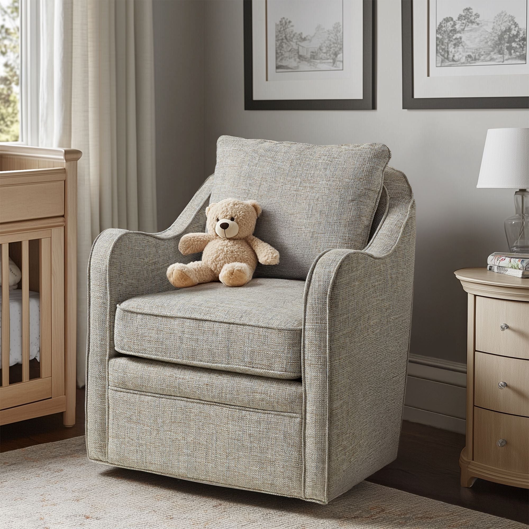 Brianne - Wide Seat Swivel Arm Chair - Gray Multi