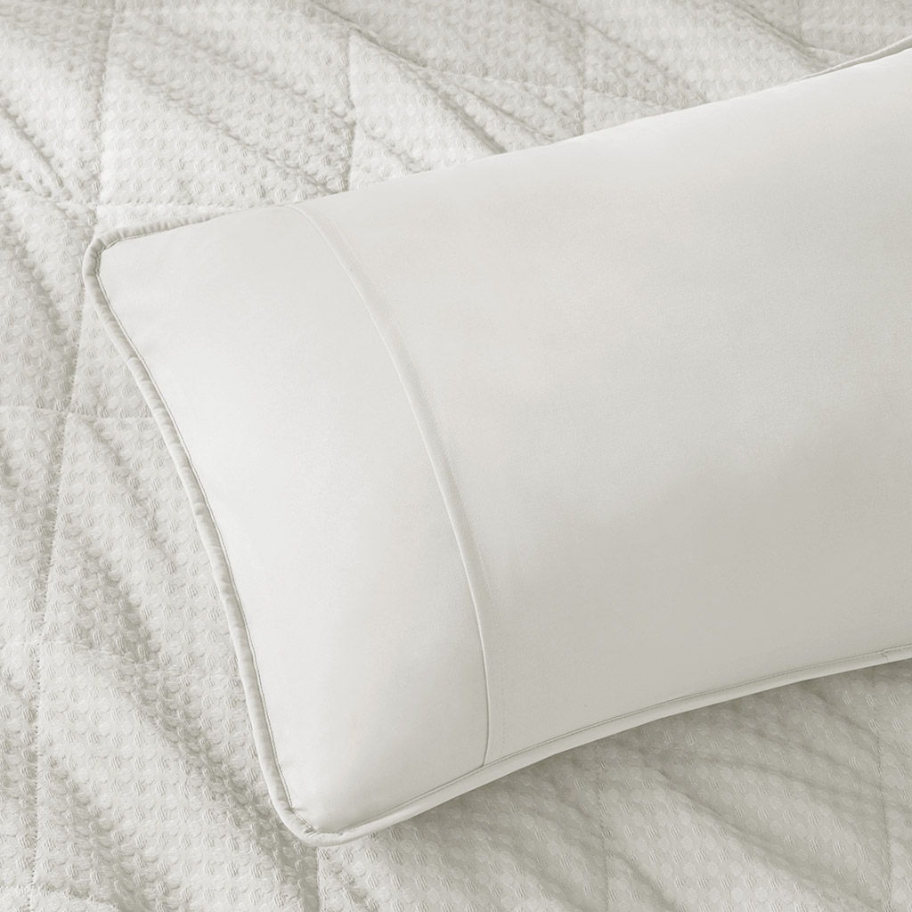Mina - King/California King Waffle Weave Textured Quilt Set - White
