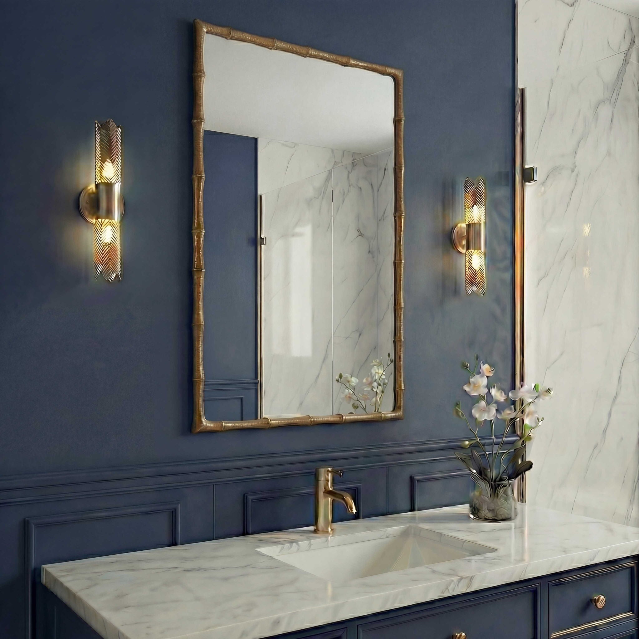 Brass Bamboo - Rectangle Mirror - Brass / Gold
