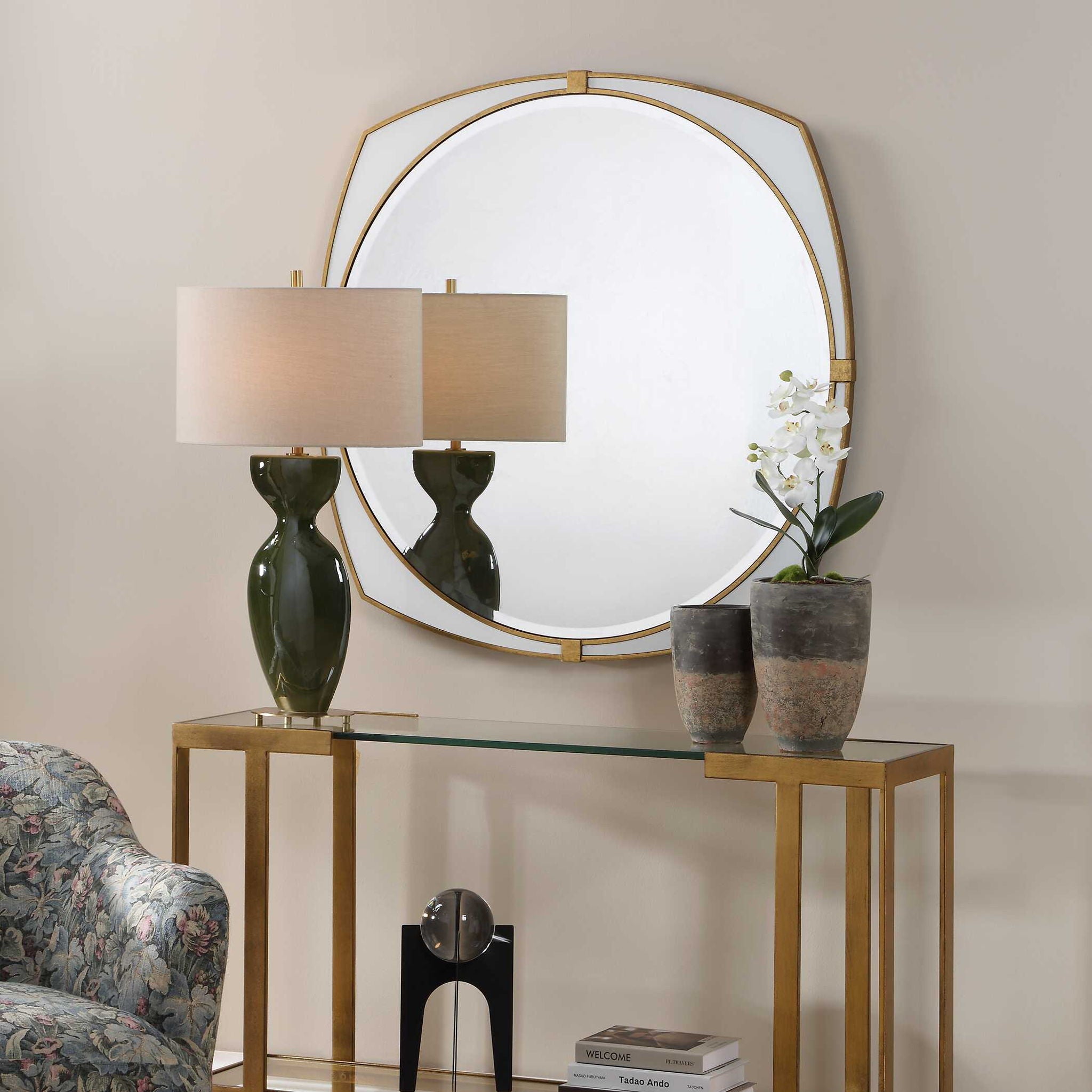 Estella - Round Mirror - Gold / White