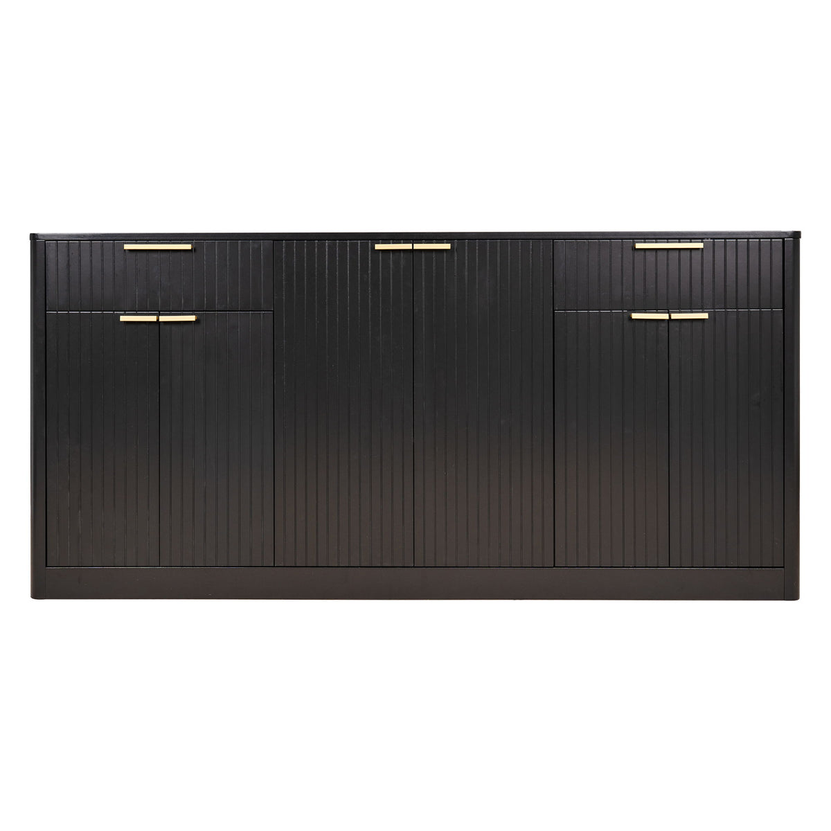 Large Fluted Buffet Sideboard, Wine Bar Storage Cabinet With 6 Doors & 2 Drawers