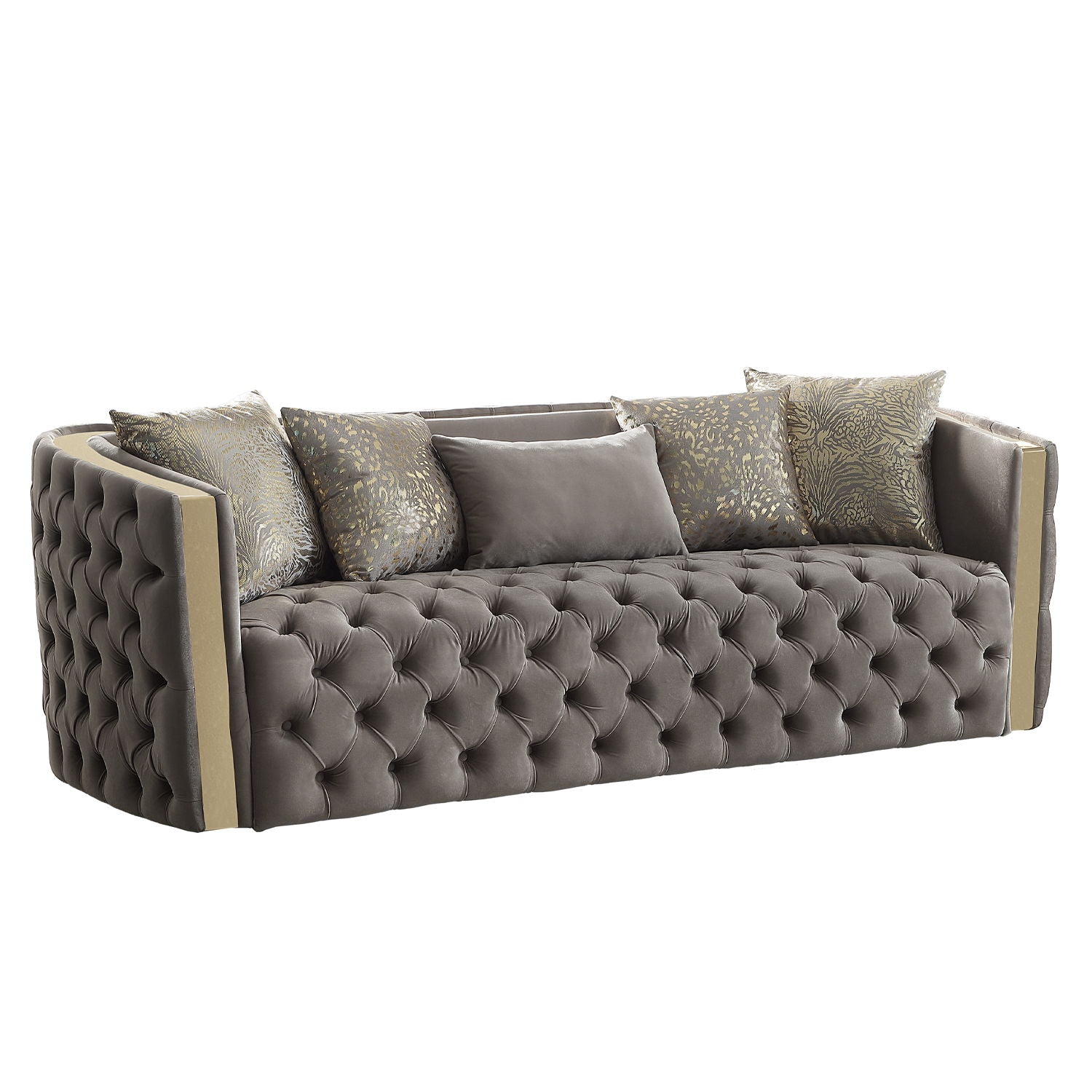 Naomi - Button Tufted Sofa - Taupe