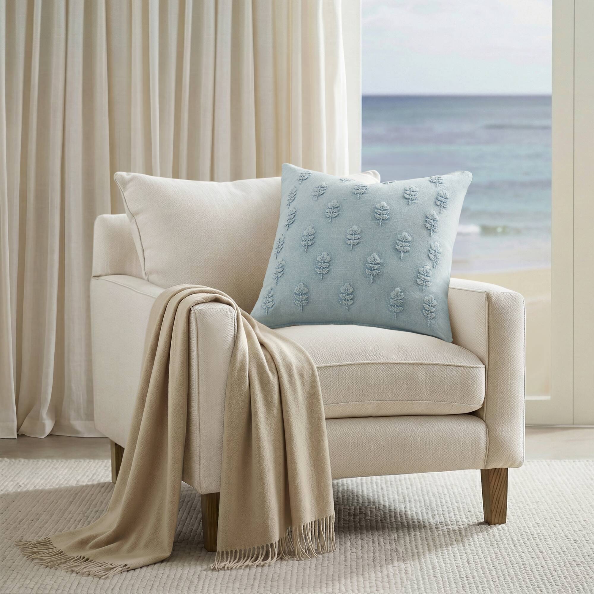 Ave Botanical - Cotton Pillow Cover - Blue