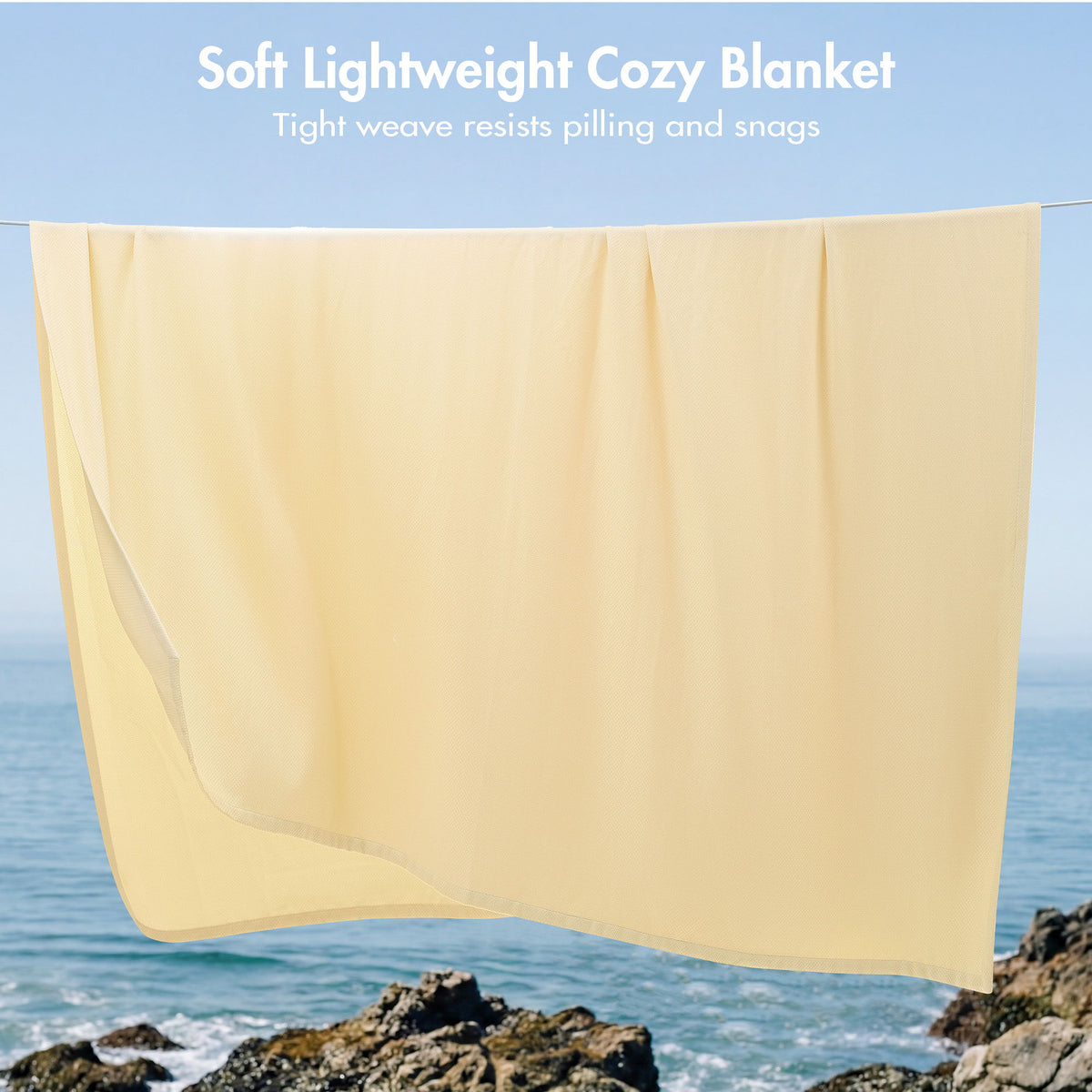 Egyptian Cotton - King 100% Certified Egyptian Cotton Blanket - Micro-Herringbone Yellow