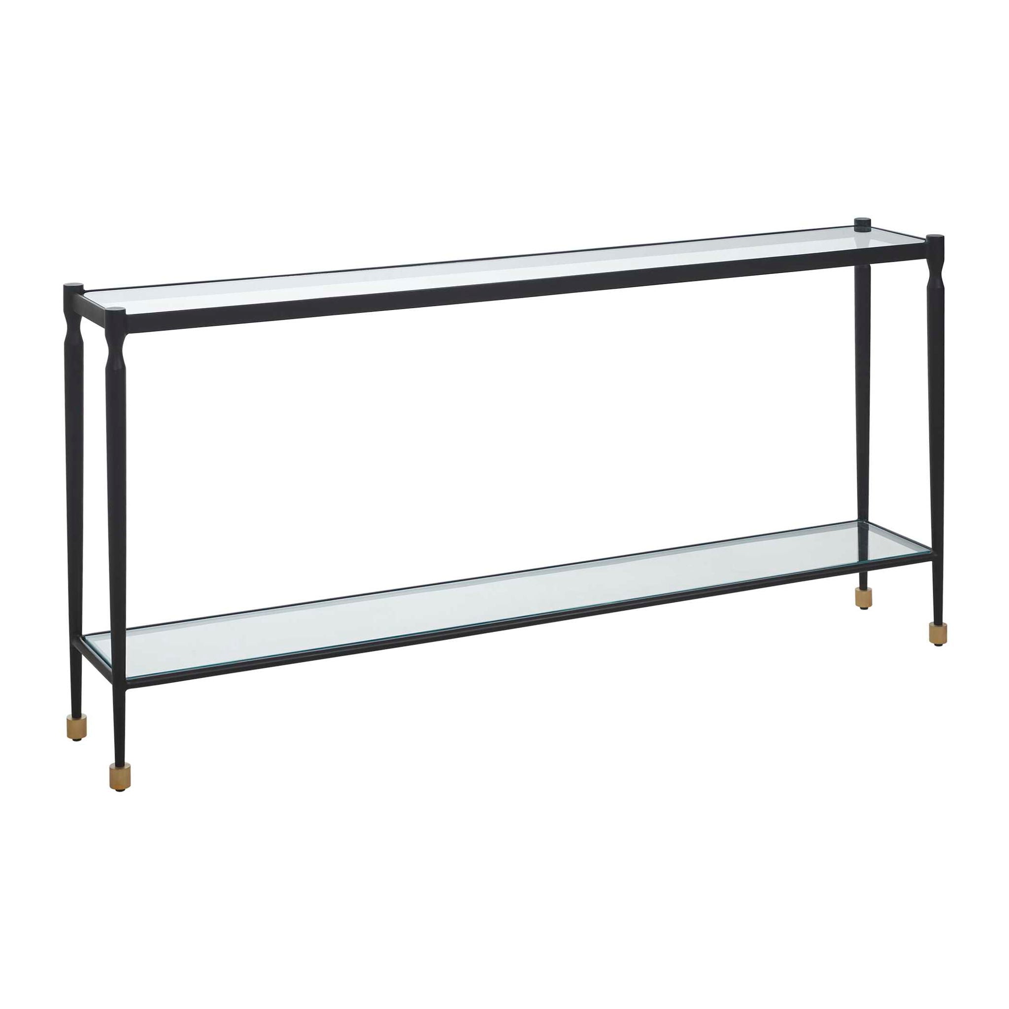 Javana - Glass / Iron Console Table - Brass,Bronze