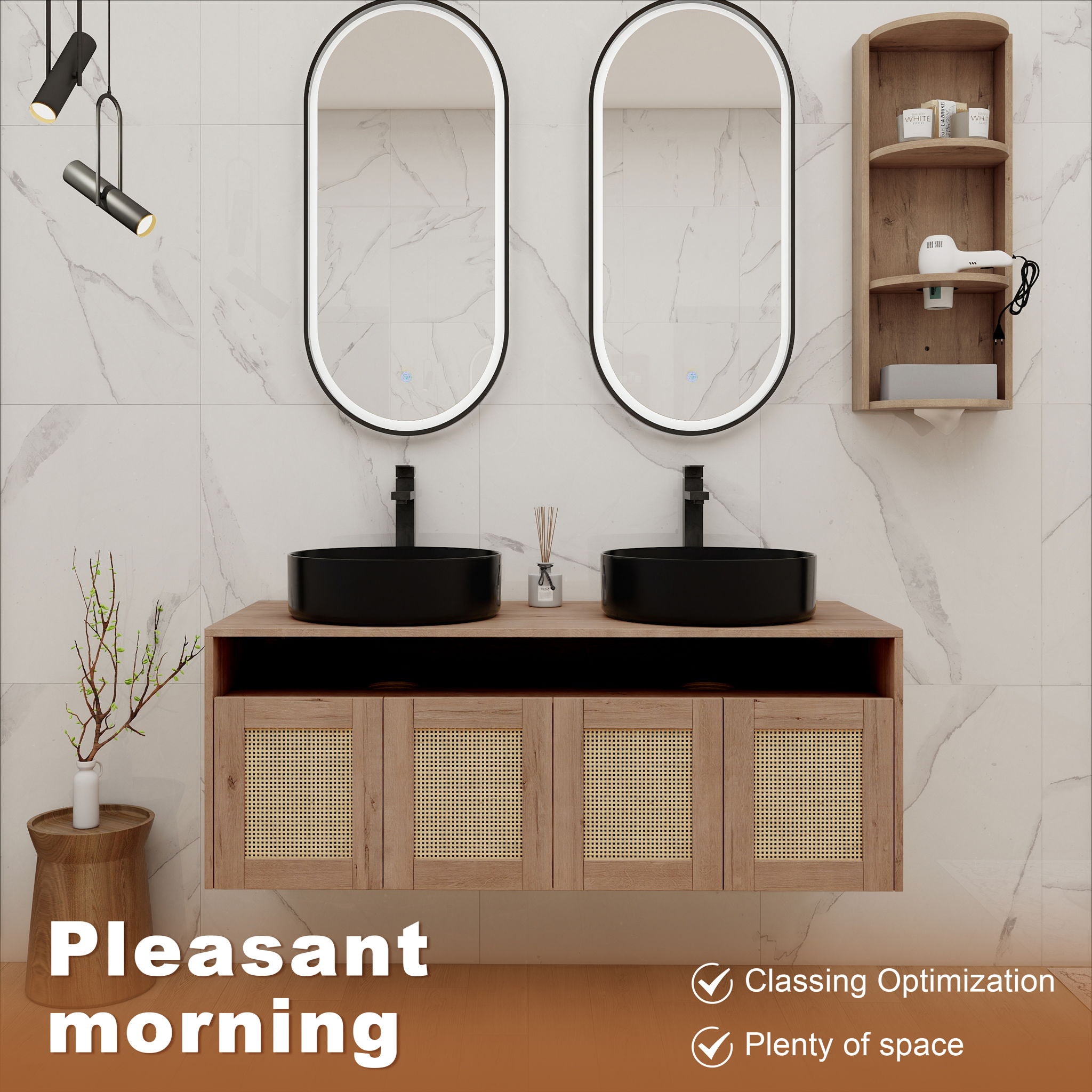 Bathroom Vanity & Art Sink And Storage Rack, Float Mounting Design