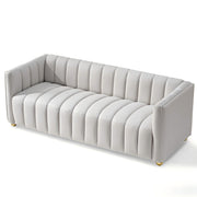 Vertical Channel Tuft Sofa For Apartment Lounge - Ivory