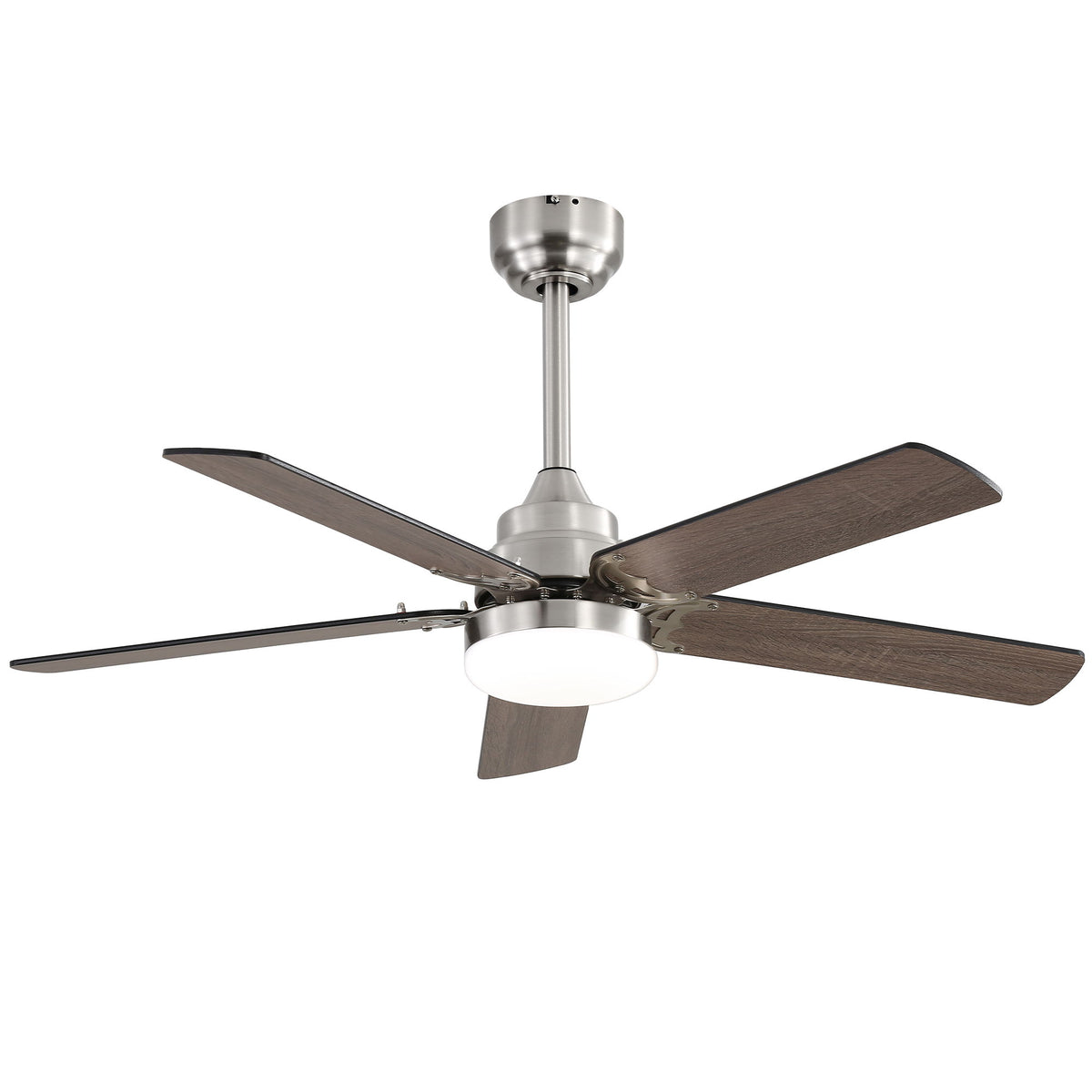 42" Ceiling Fan With Reversible DC Motor, LED Light, 5 Blade Design - Nickel