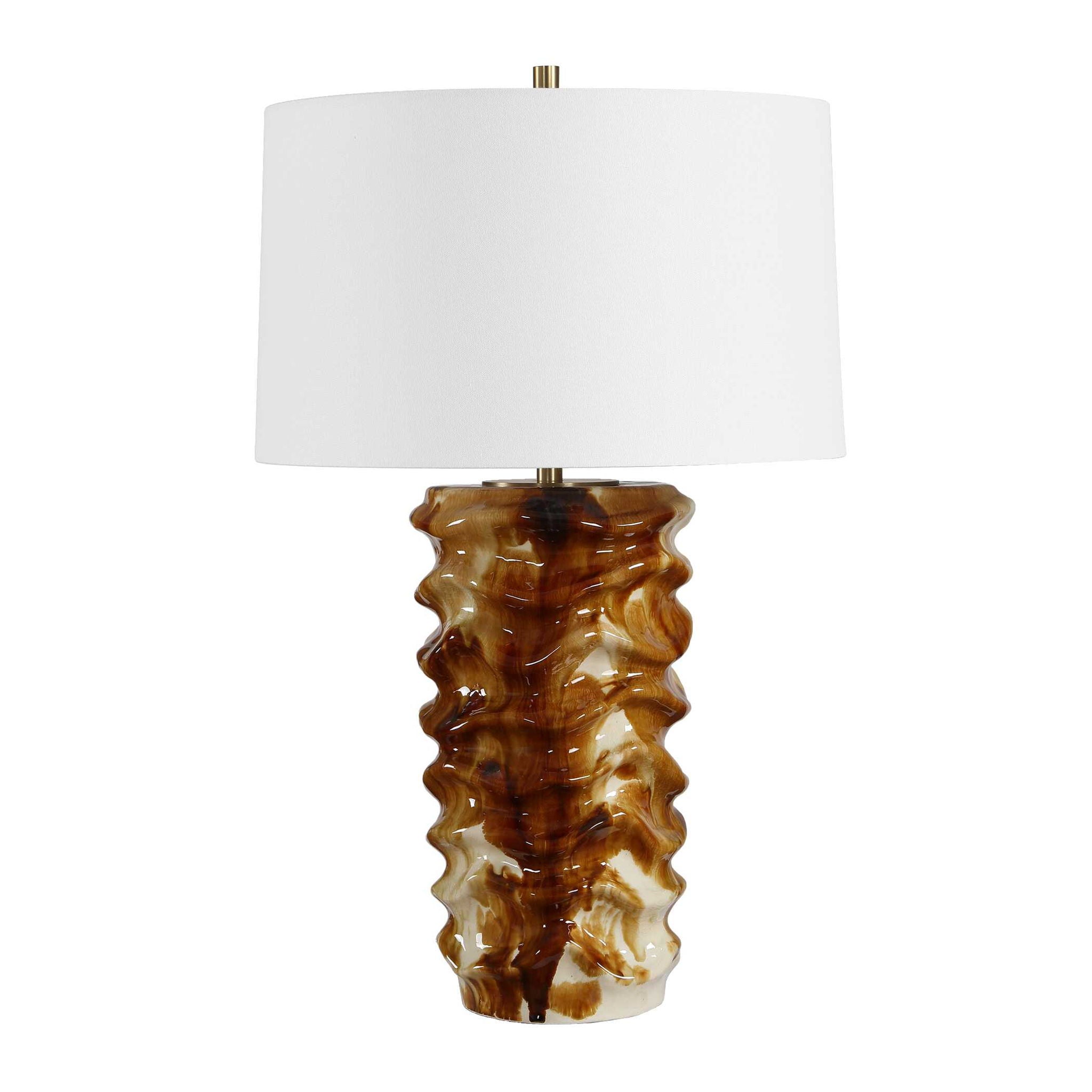 Bassa - Glazed Table Lamp - Brown / Cream