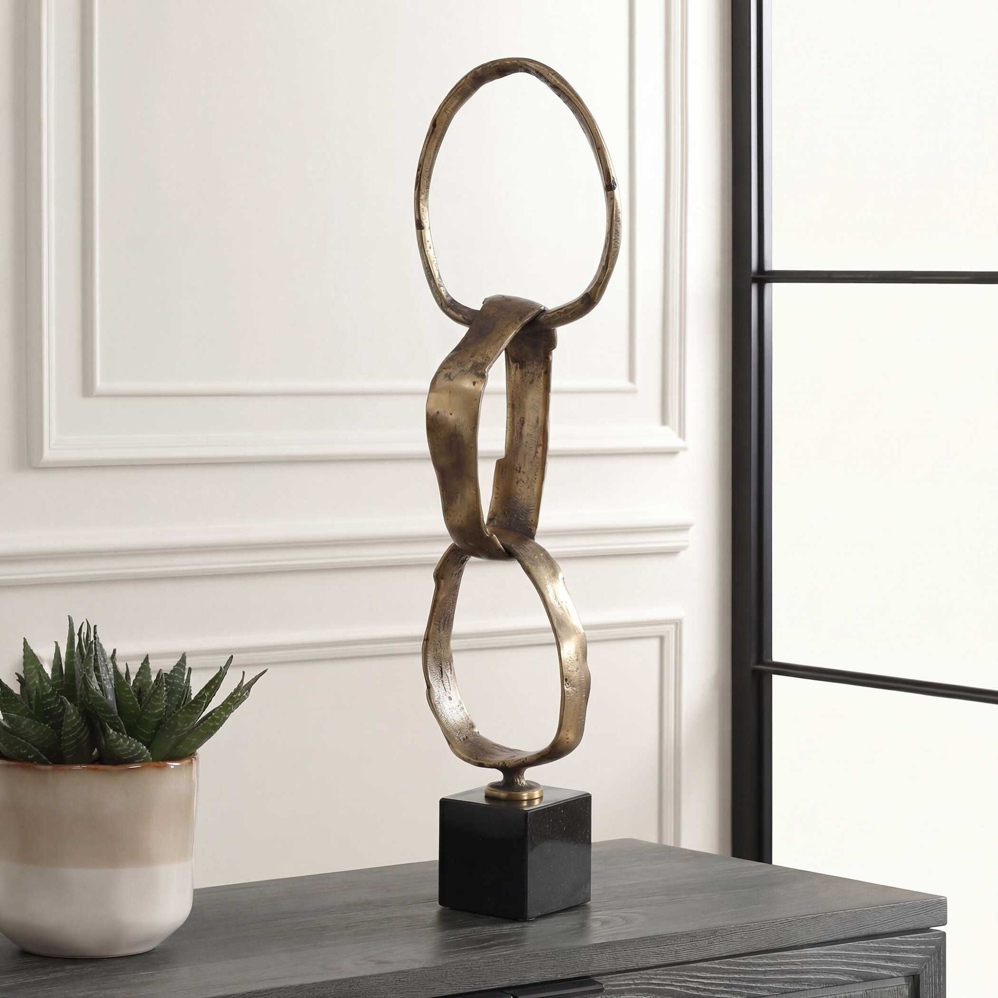 Loopform - Ring Sculpture - Black / Brass