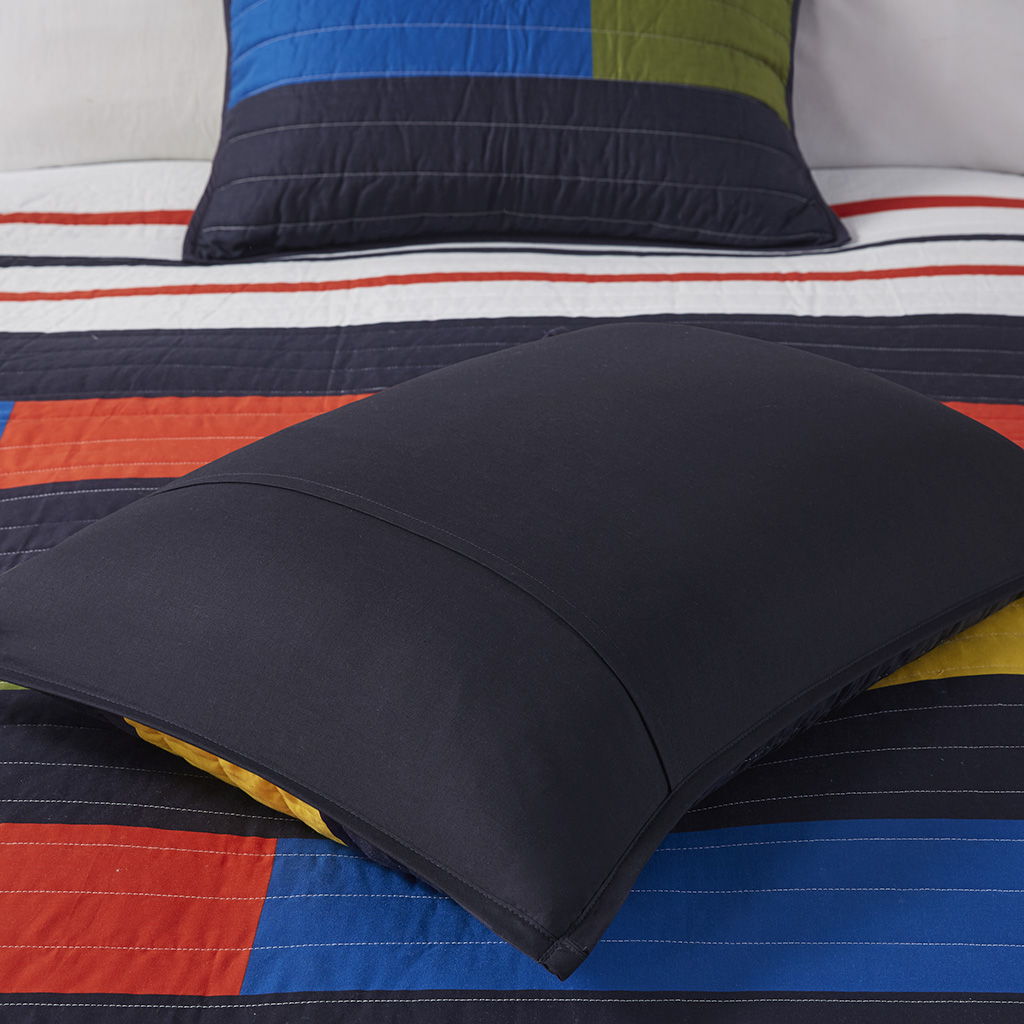 Morris - Full Stripe Printed Quilt Set - Multi