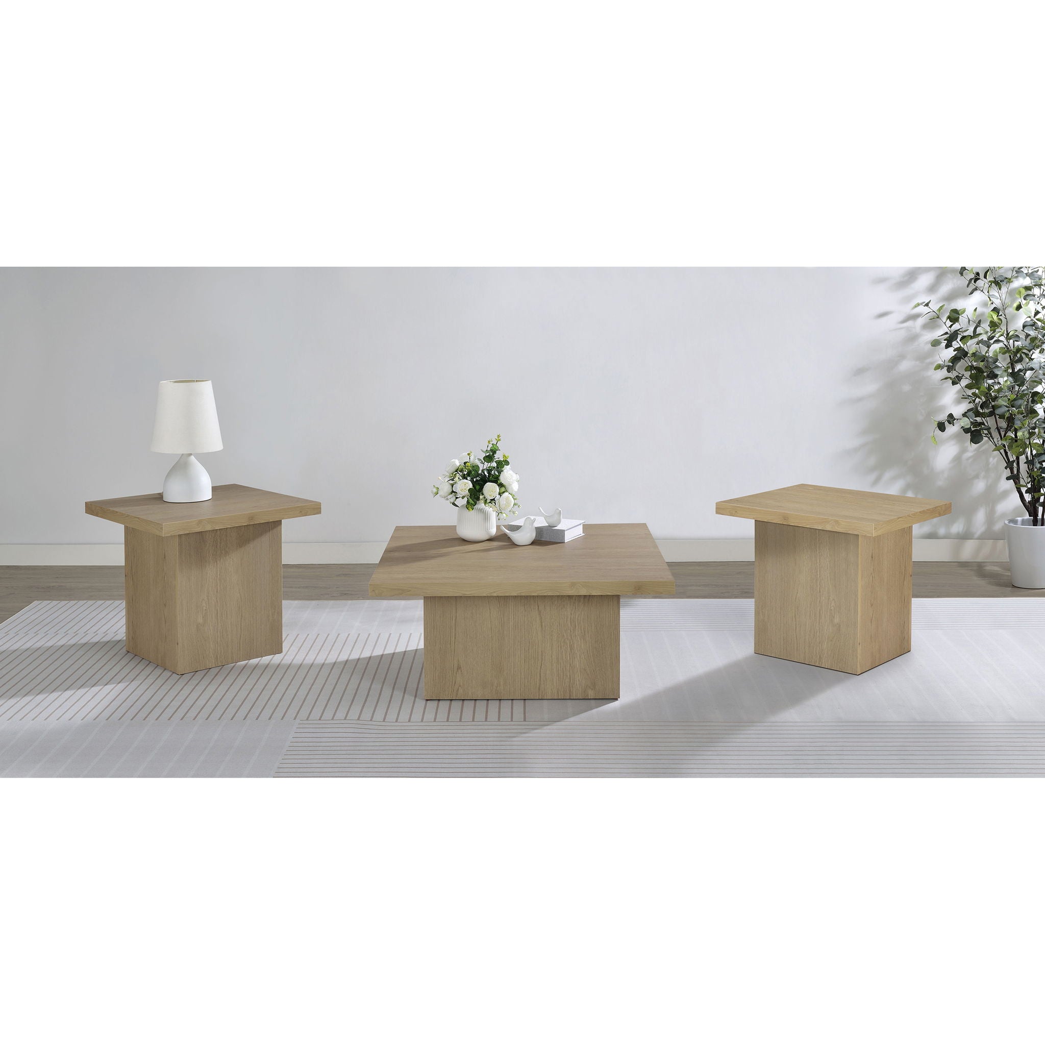 Eldridge - Coffee Table Set With Chunky Square Tops