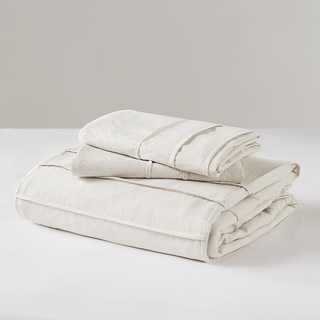 Porter - Queen Soft Washed Pleated Duvet Cover Set - Neutral