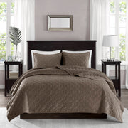 Harper - King Reversible 3 Piece Coverlet Set - Taupe