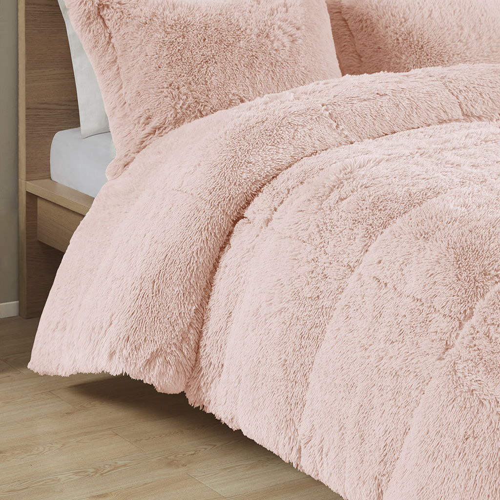 Malea - Shaggy Comforter Mini Set - Blush
