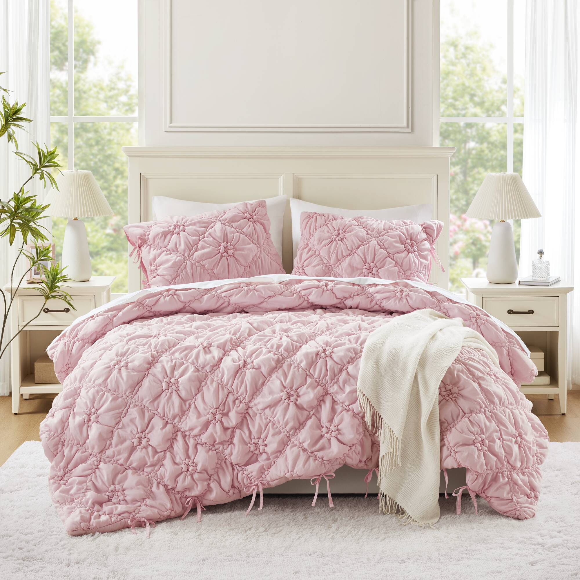 Lily - King 3 Piece Comforter Set - Pink