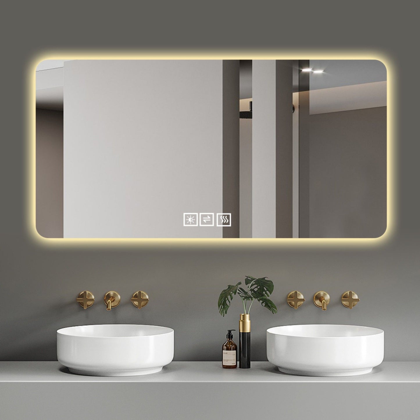 LED Bathroom Mirror With 3 Color Dimmable Backlight