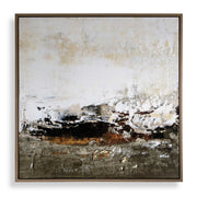 The Other Side - Framed Abstract Art - Black / Brown / Gray / Green / Orange / White / Yellow