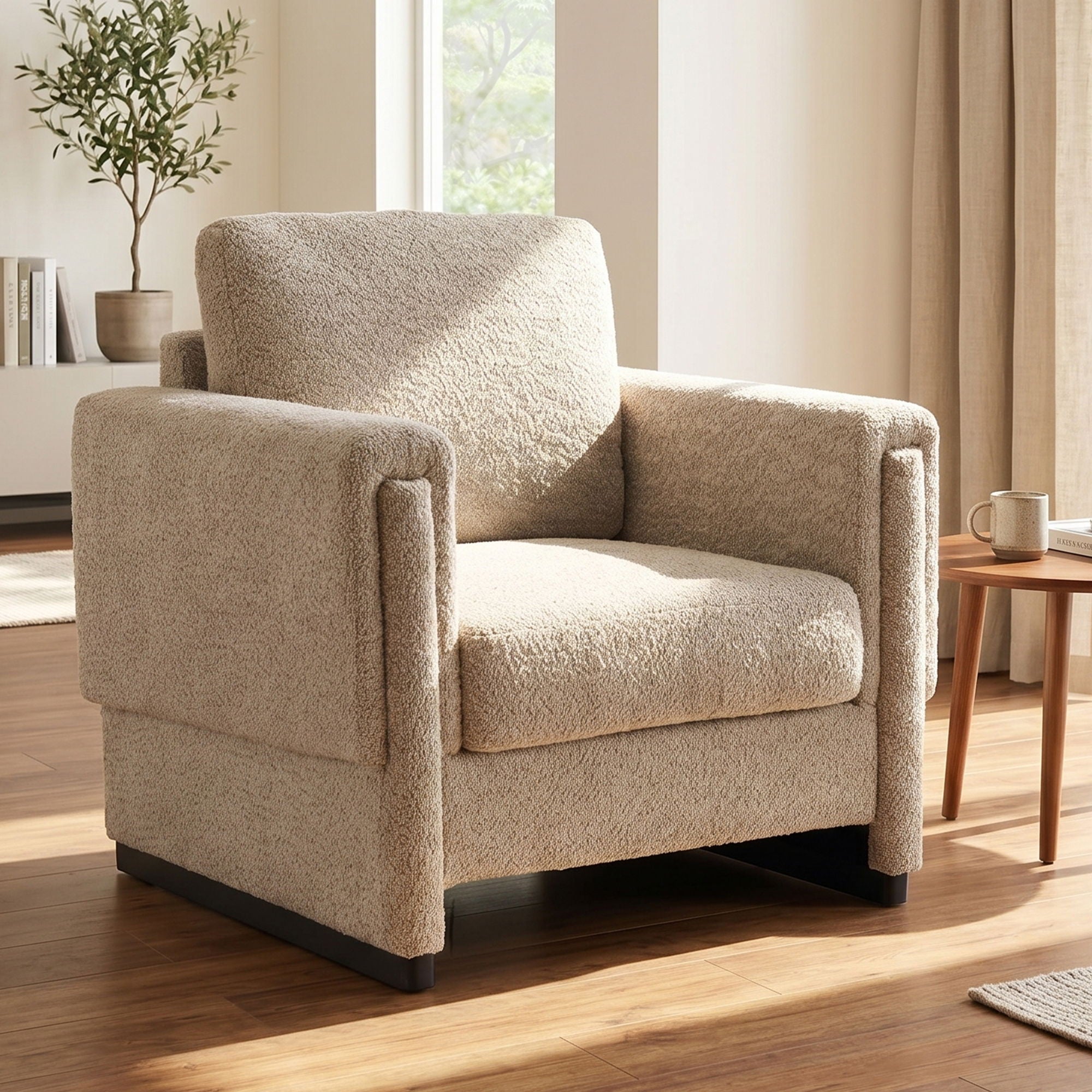 Upholstered Accent Armchair With Square Arm