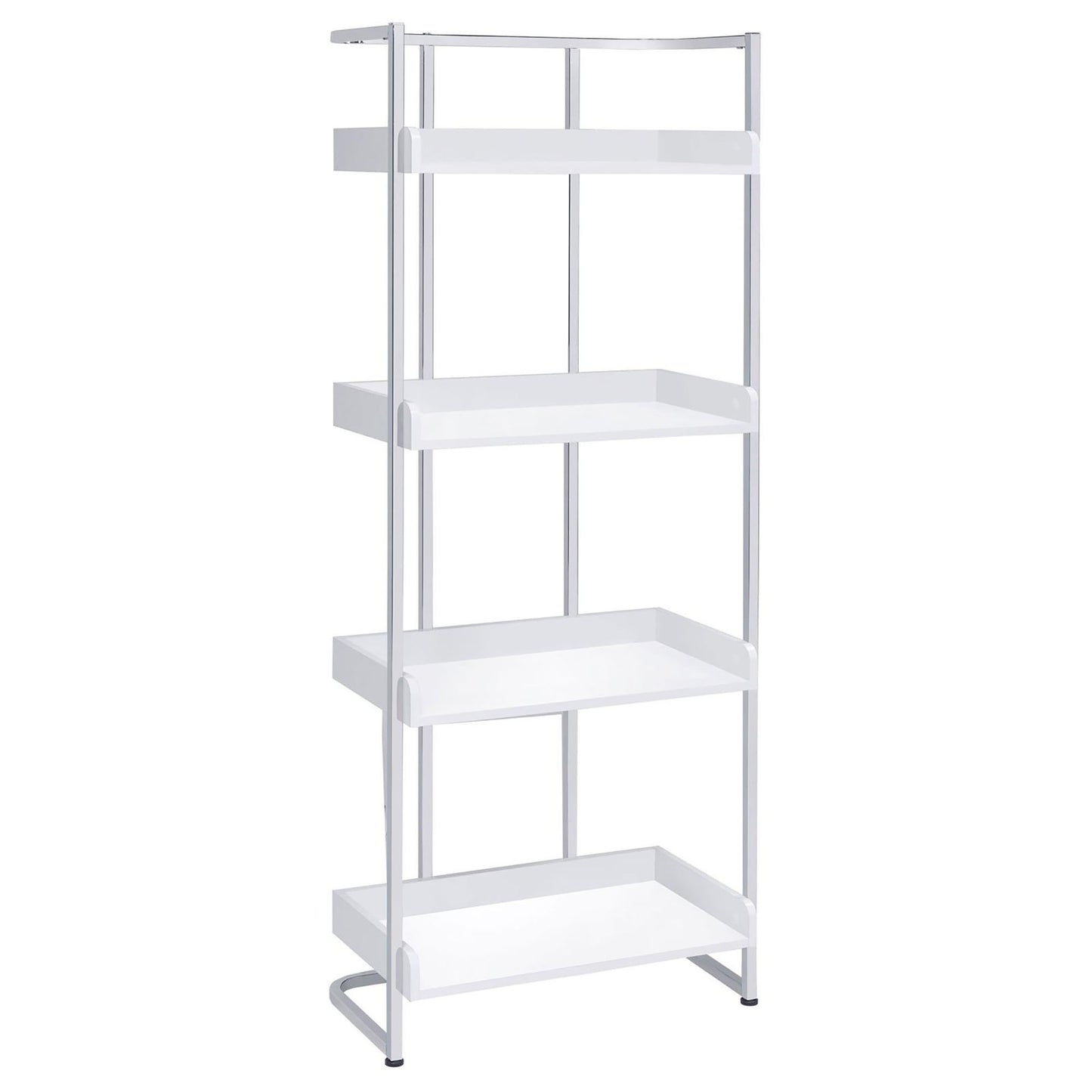 4 Shelf Open Back Bookcase With Accents - White