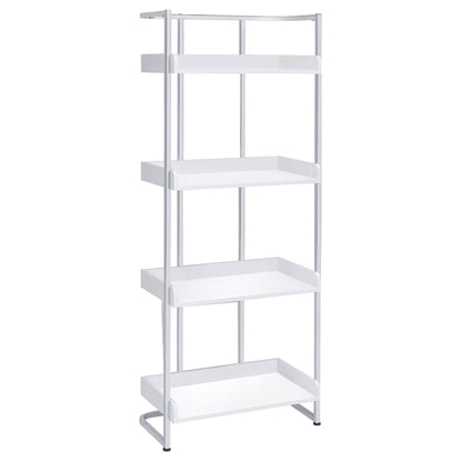 4 Shelf Open Back Bookcase With Accents - White